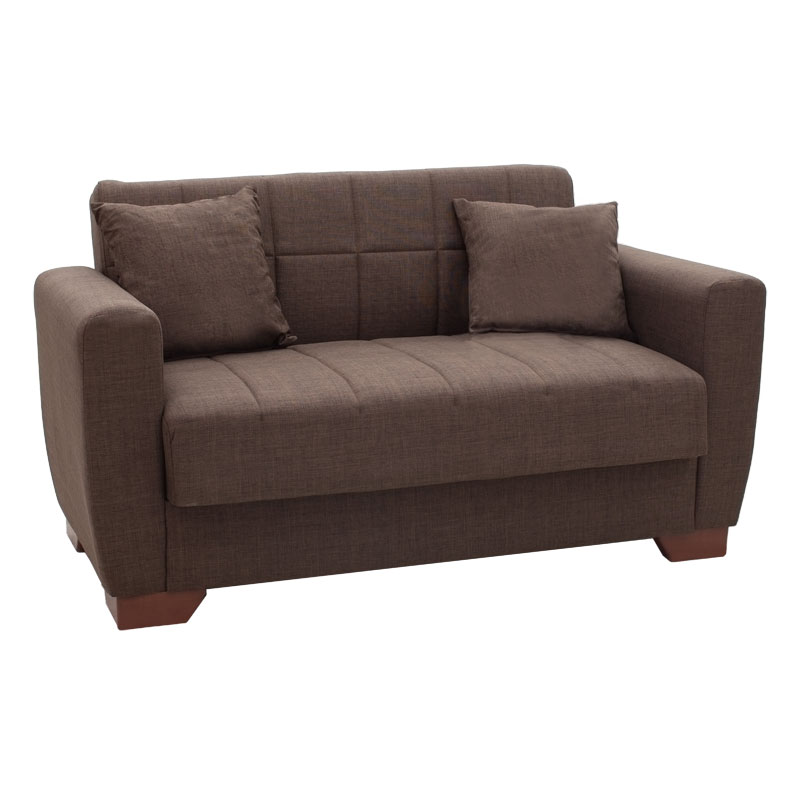 2 seater sofa-bed Beverly pakoworld fabric brown 153x80x78cm