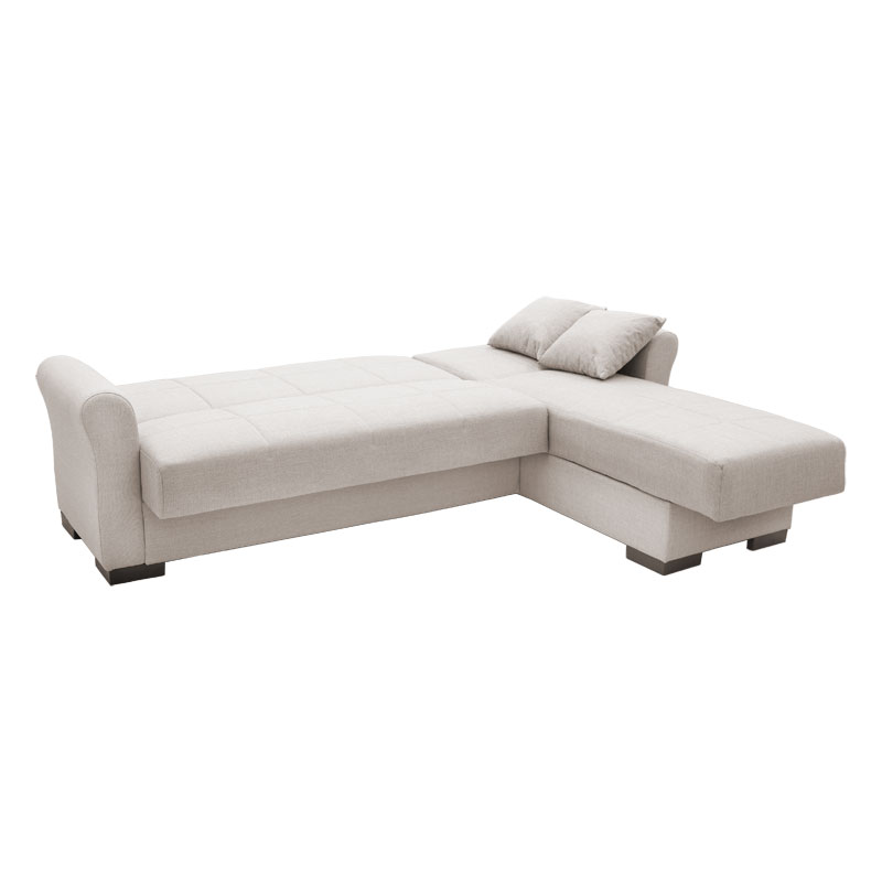 Γωνιακός καναπές κρεβάτι αναστρέψιμος Pasion pakoworld ύφασμα μπεζ 240x155x84εκ