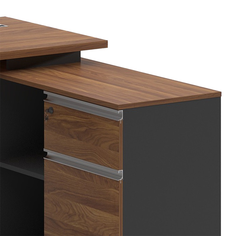 Right corner office desk Oscar pakoworld walnut-anthracite 160x140x76cm