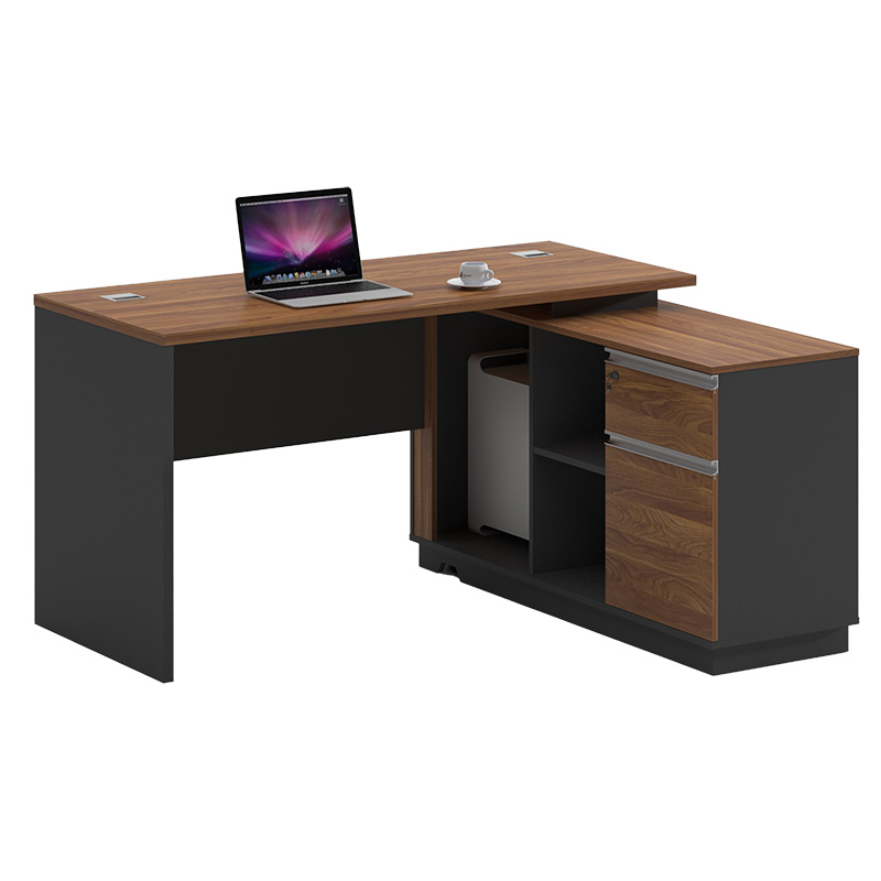 Right corner office desk Oscar pakoworld walnut-anthracite 160x140x76cm