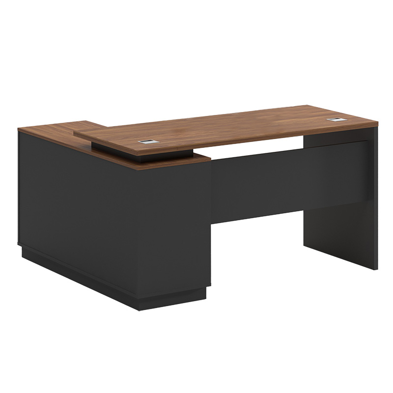 Right corner office desk Oscar pakoworld walnut-anthracite 160x140x76cm