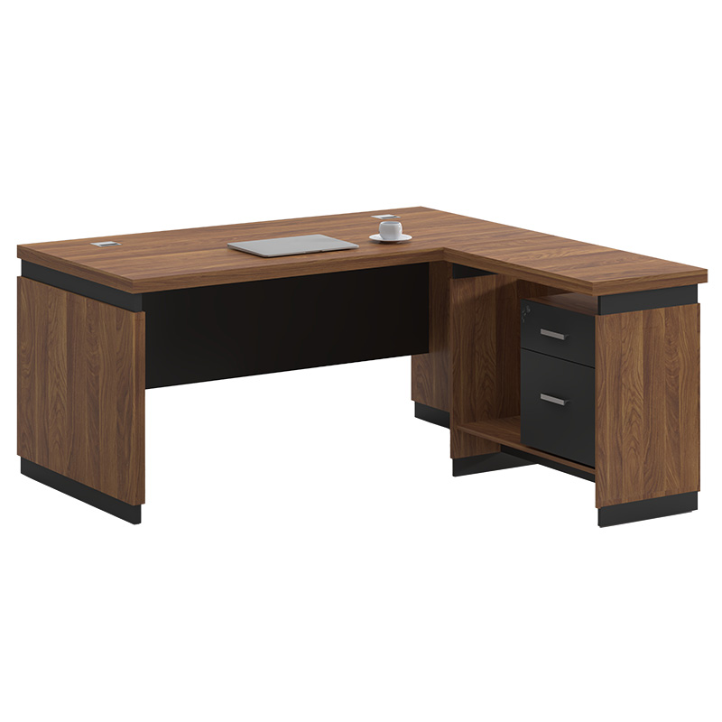 Reversible office desk Oscar pakoworld walnut-charcoal 180x170χ76cm