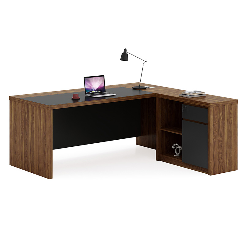 Reversible corner office desk Oscar pakoworld walnut-charcoal 200x188,6x76cm