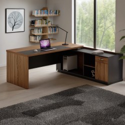 Right corner ofiice desk Oscar pakoworld walnut-anthracite 220x180x76cm Right corner ofiice desk Oscar pakoworld walnut-anthracite 220x180x76cm