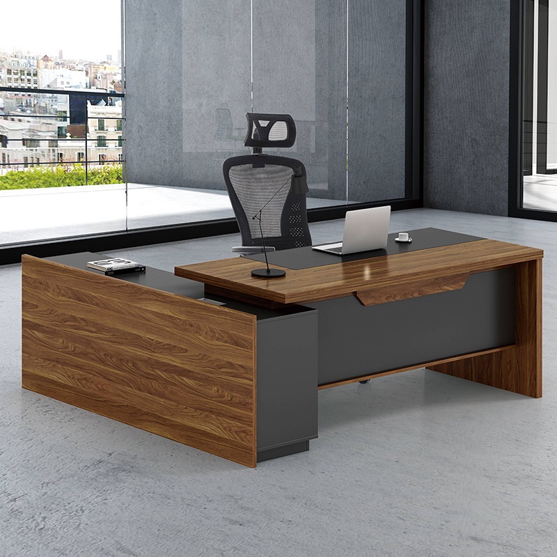 Right corner ofiice desk Oscar pakoworld walnut-anthracite 220x180x76cm Right corner ofiice desk Oscar pakoworld walnut-anthracite 220x180x76cm