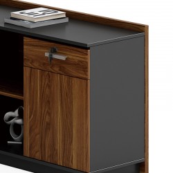 Right corner ofiice desk Oscar pakoworld walnut-anthracite 220x180x76cm Right corner ofiice desk Oscar pakoworld walnut-anthracite 220x180x76cm