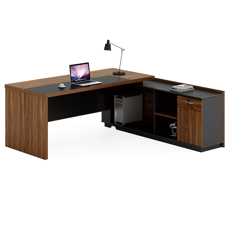 Right corner ofiice desk Oscar pakoworld walnut-anthracite 200x180x76cm