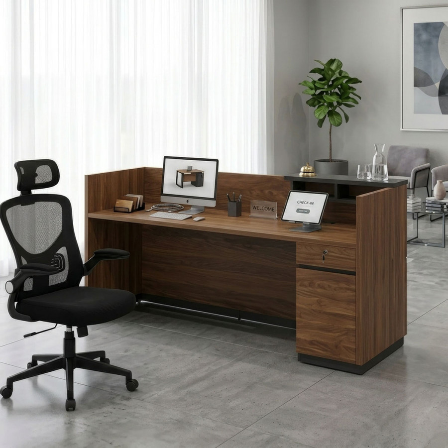 Professional reception Oscar pakoworld walnut-anthracite 180x65x110cm