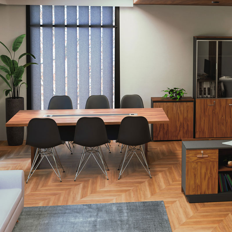 Conference table Oscar pakoworld 5cm walnut-anthracite 240x120x76cm