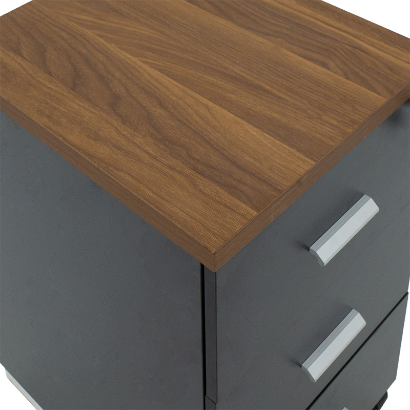 Chest of drawers on wheels Oscar pakoworld 3 drawers walnut-charcoal 40x48x63cm Chest of drawers on wheels Oscar pakoworld 3 drawers walnut-charcoal 40x48x63cm