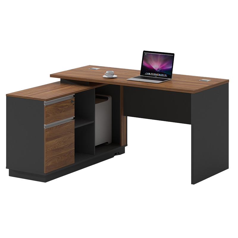 Left corner office desk Oscar pakoworld walnut-anthracite 160x140x76cm