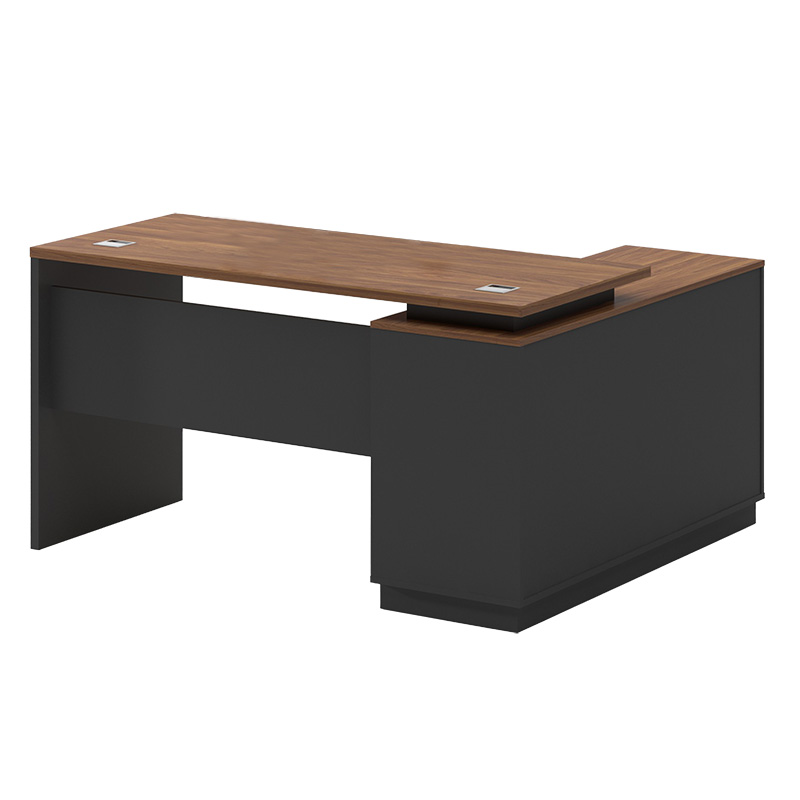 Left corner office desk Oscar pakoworld walnut-anthracite 160x140x76cm