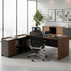 Professional left corner office desk Oscar pakoworld walnut-anthracite 220x180x76cm