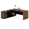 Professional left corner office desk Oscar pakoworld walnut-anthracite 220x180x76cm