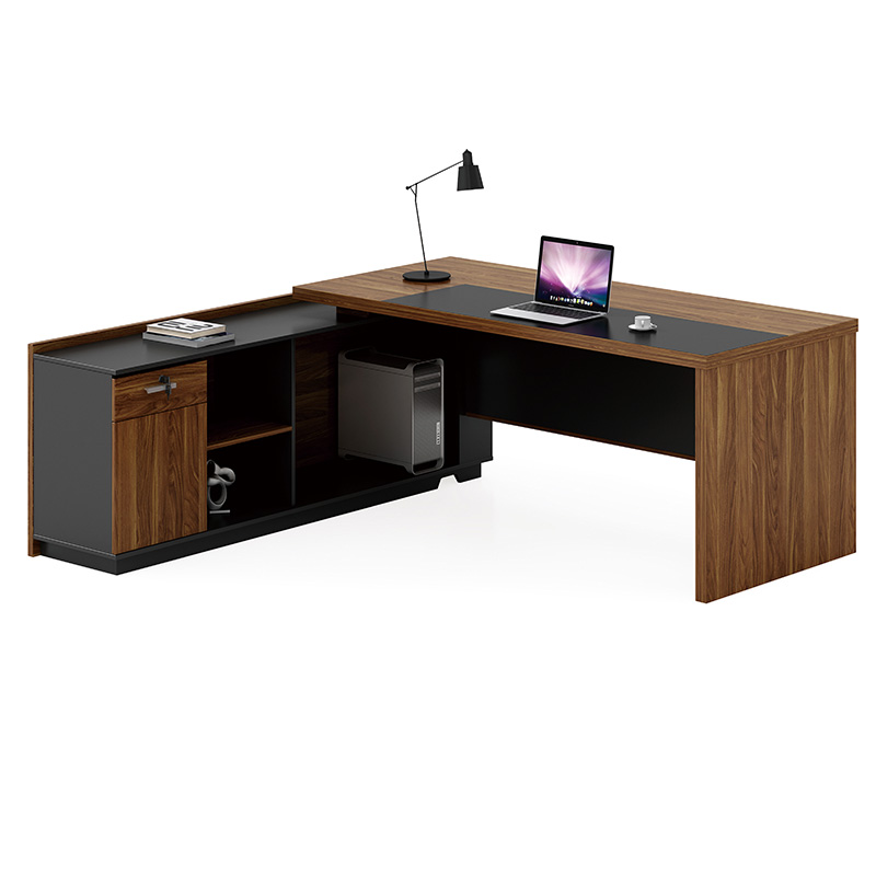 Left corner office desk Oscar pakoworld walnut-anthracite 200x180x76cm