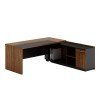 Professional desk with right corner Oscar pakoworld melamine in walnut-charcoal shade 240x180x76cm