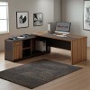 Professional desk with left corner Oscar pakoworld melamine in walnut-charcoal shade 240x180x76cm