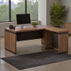 Professional reversible desk Oscar pakoworld melamine in walnut-charcoal shade 220x185x76cm