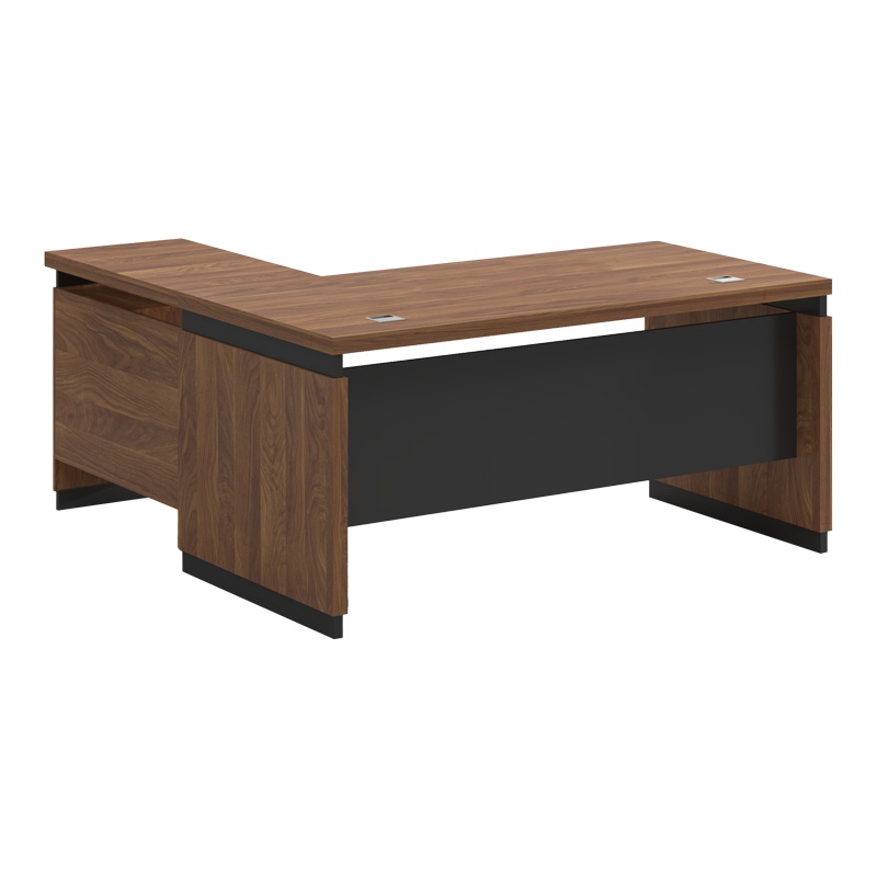 Reversible desk Oscar pakoworld melamine in walnut-charcoal shade 220x185x76cm Reversible desk Oscar pakoworld melamine in walnut-charcoal shade 220x185x76cm