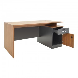 Professional office desk Oscar pakoworld in walnut-dark grey color 180x90x76cm Professional office desk Oscar pakoworld in walnut-dark grey color 180x90x76cm