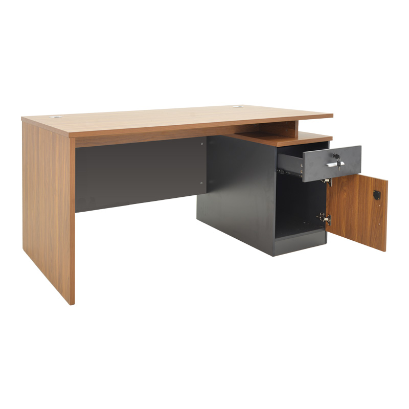 Professional office desk Oscar pakoworld in walnut-dark grey color 180x90x76cm Professional office desk Oscar pakoworld in walnut-dark grey color 180x90x76cm