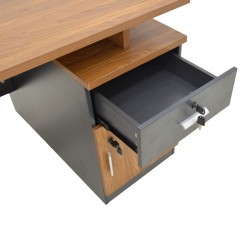 Professional office desk Oscar pakoworld in walnut-dark grey color 180x90x76cm Professional office desk Oscar pakoworld in walnut-dark grey color 180x90x76cm