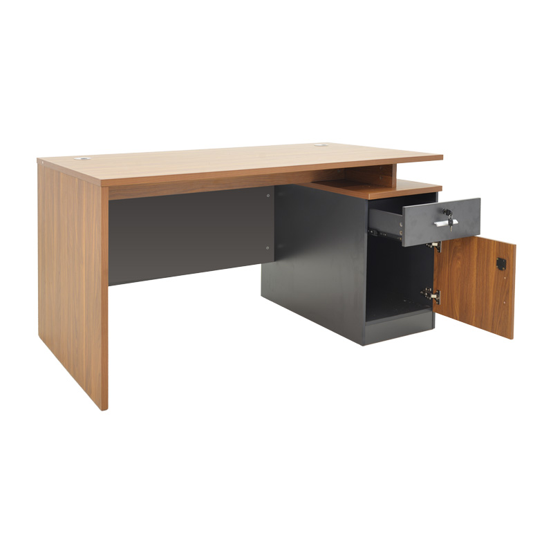 Professional office desk Oscar pakoworld in walnut-dark grey color 150x80x76cm Professional office desk Oscar pakoworld in walnut-dark grey color 150x80x76cm