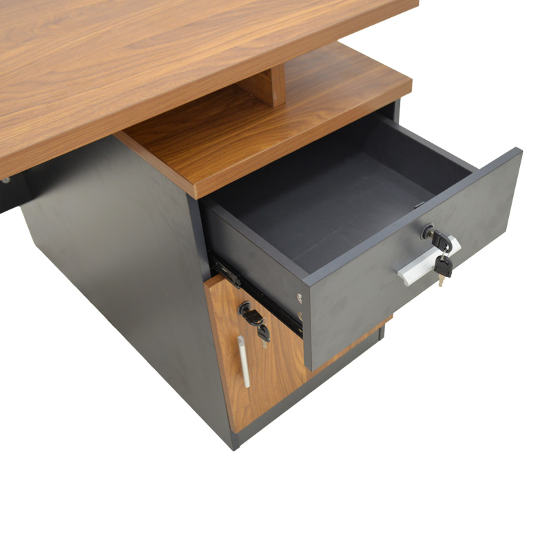 Professional office desk Oscar pakoworld in walnut-dark grey color 120x70x76cm Professional office desk Oscar pakoworld in walnut-dark grey color 120x70x76cm