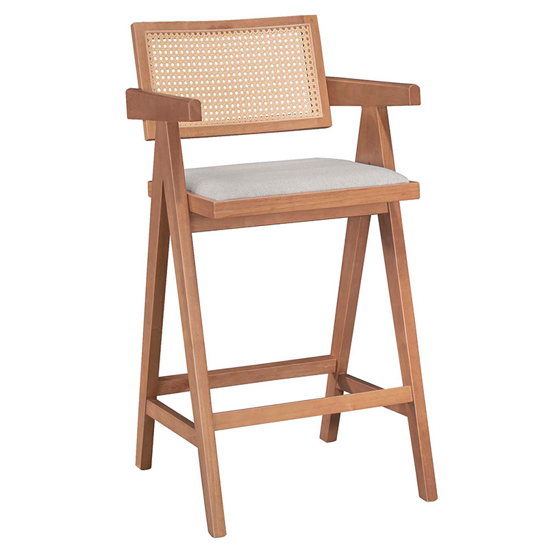 Dining set Winslow Ι pakoworld set 7pieces rubberwood light walnut 120x45x100cm