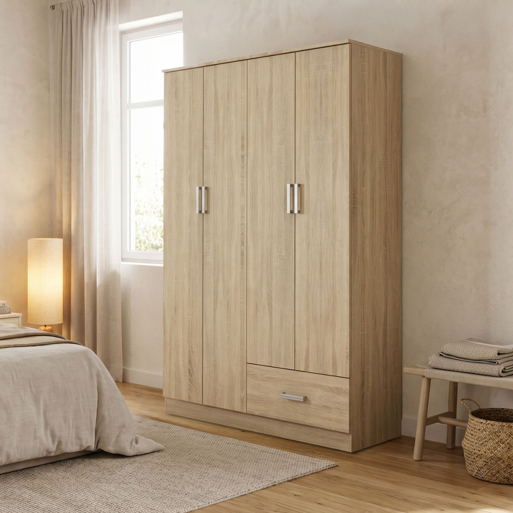 Four-leaf wardrobe Karter pakoworld sonoma melamine 121x48x180cm