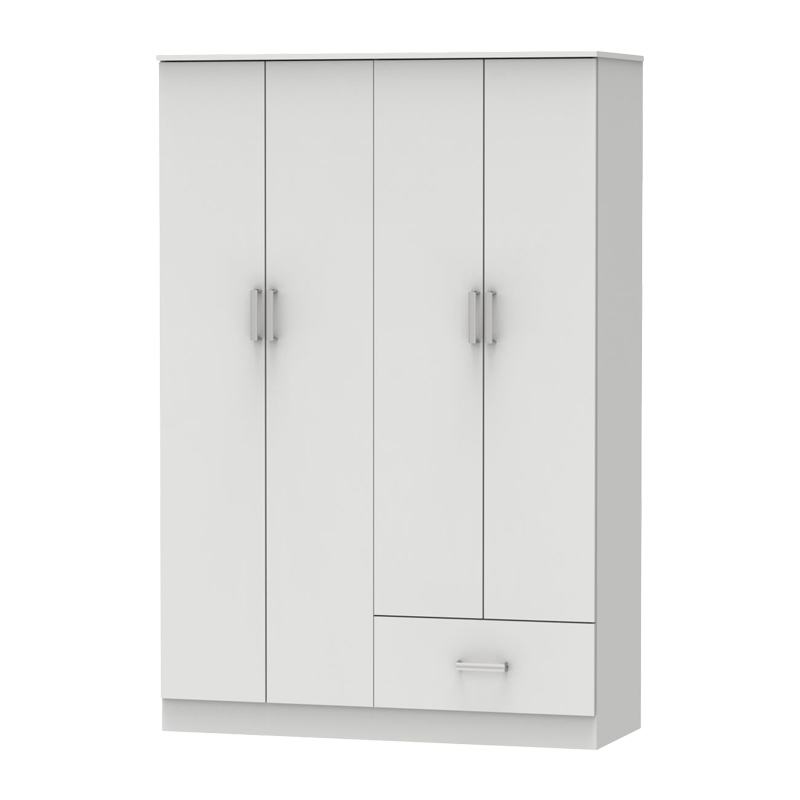 Four-leaf wardrobe Karter pakoworld white melamine 121x48x180cm Four-leaf wardrobe Karter pakoworld white melamine 121x48x180cm
