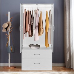 Wardrobe Zelia pakoworld with 2 doors and drawers in white color 79x42x180cm Wardrobe Zelia pakoworld with 2 doors and drawers in white color 79x42x180cm