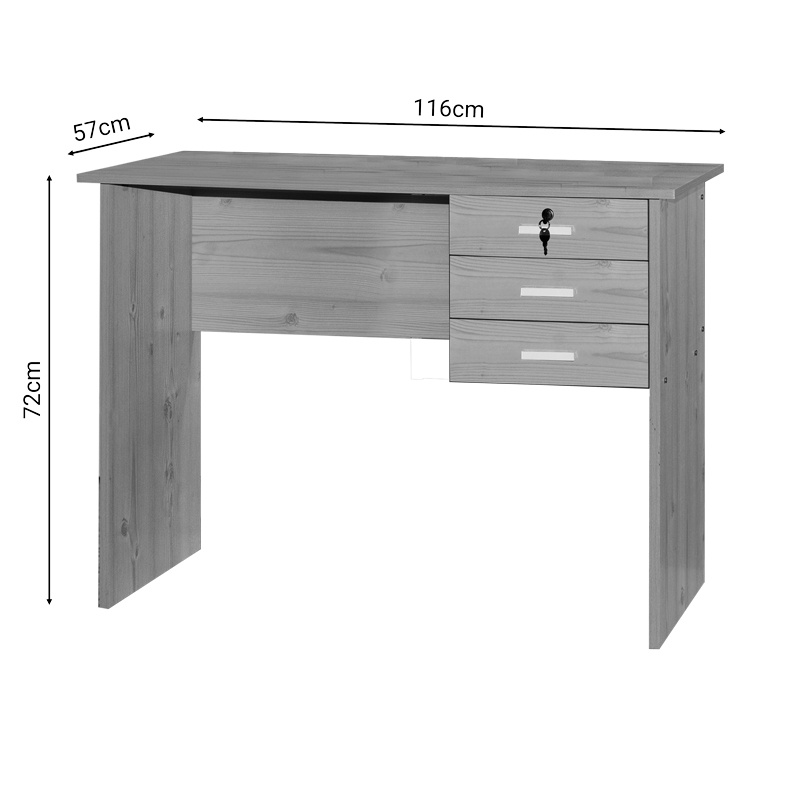 Work desk-chest of drawers Sophia pakoworld sonoma 116x57x72cm