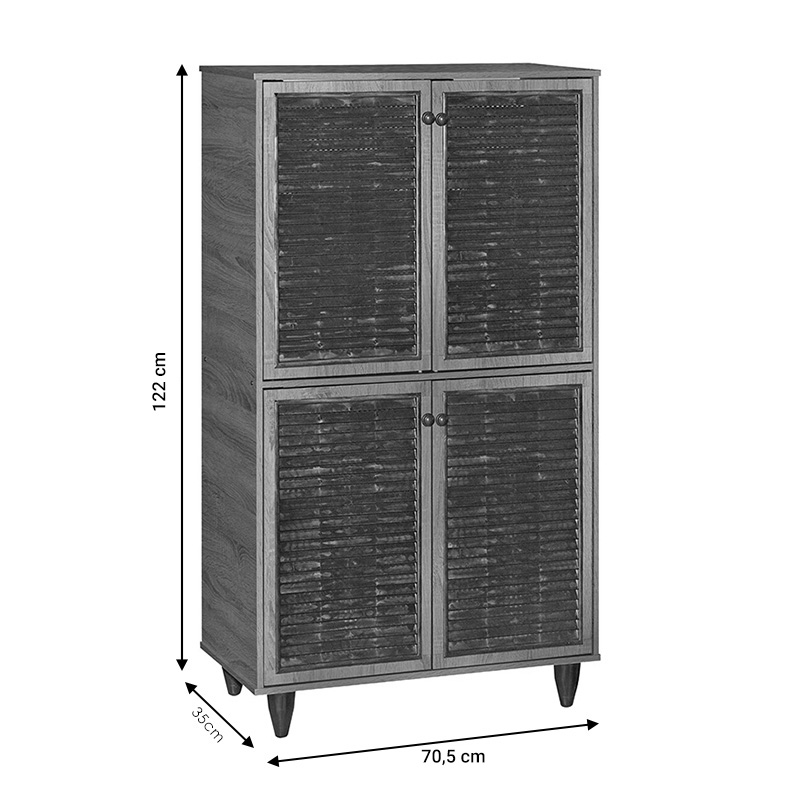 Shoe cabinet Ronan pakoworld natural 70.5x35x122cm Shoe cabinet Ronan pakoworld natural 70.5x35x122cm