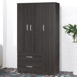 Wardrobe Zelia pakoworld with 2 doors and drawers in wenge color 90x42x180cm Wardrobe Zelia pakoworld with 2 doors and drawers in wenge color 90x42x180cm