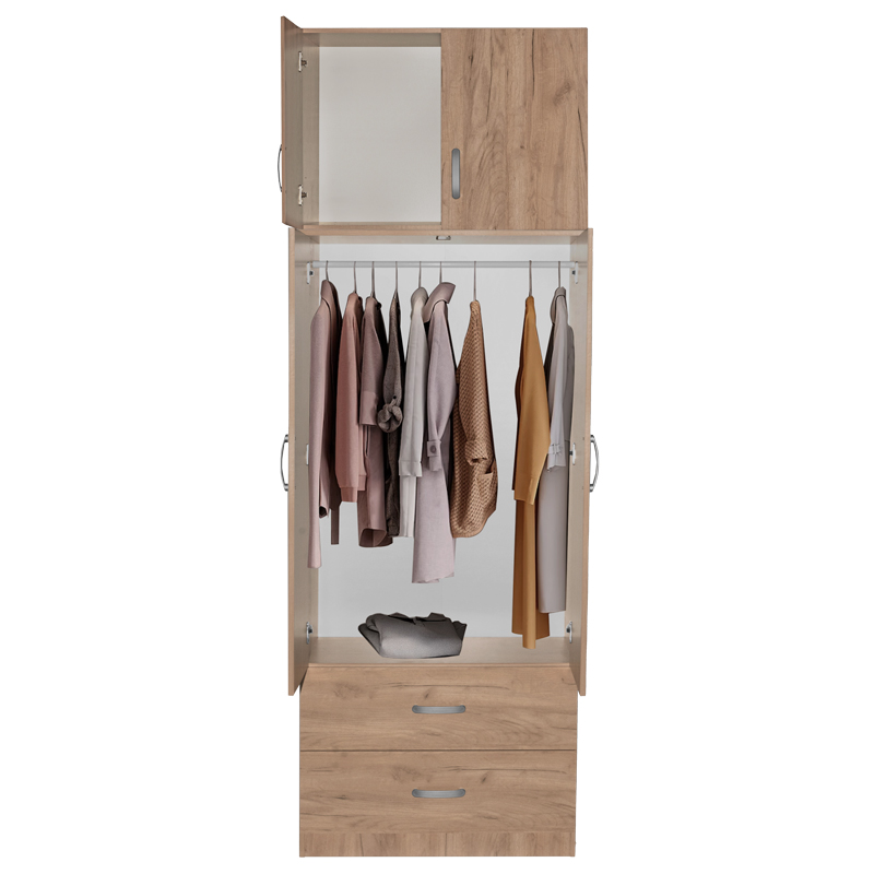 2 door wardrope and cabinet Zelia pakoworld natural 79x42x240cm