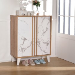 Shoe rack-cabinet Kumen pakoworld melamine in oak marble shade 74x38x95cm Shoe rack-cabinet Kumen pakoworld melamine in oak marble shade 74x38x95cm