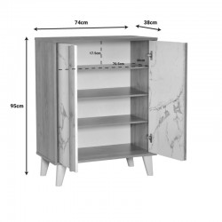 Shoe rack-cabinet Kumen pakoworld melamine in oak marble shade 74x38x95cm Shoe rack-cabinet Kumen pakoworld melamine in oak marble shade 74x38x95cm