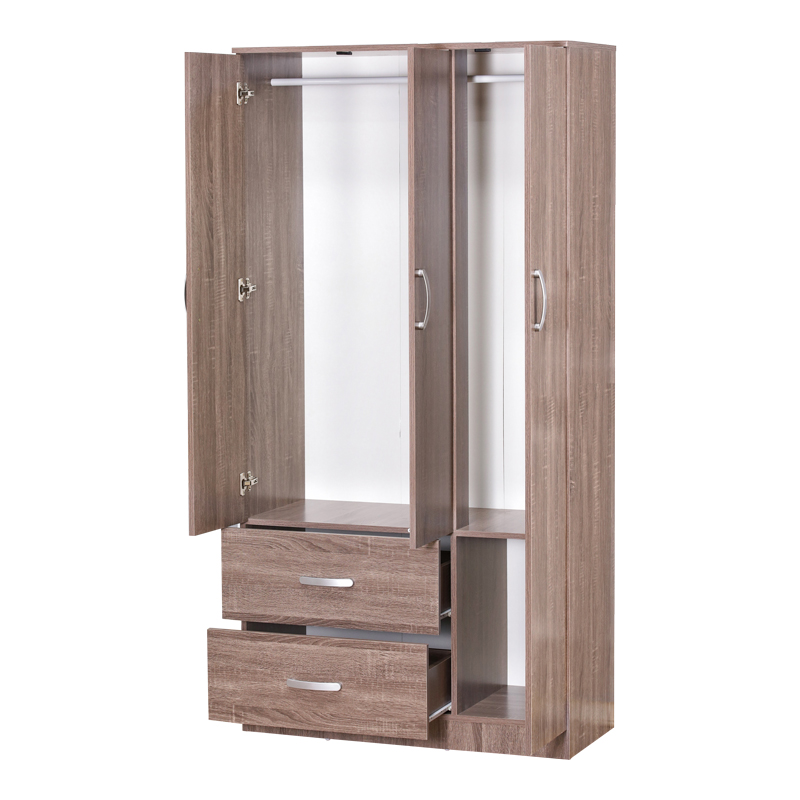Wardrobe Zelia pakoworld with 2 doors and drawers in walnut color 90x42x180cm Wardrobe Zelia pakoworld with 2 doors and drawers in walnut color 90x42x180cm