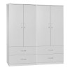 Ντουλάπα ρούχων τετράφυλλη Zelia A pakoworld με 4 συρτάρια χρώμα λευκό 158x42x180εκ