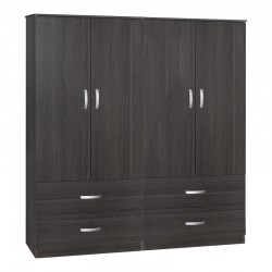 Zelia C pakoworld four-leaf wardrobe with 4 drawers wenge color 158x42x180cm Zelia C pakoworld four-leaf wardrobe with 4 drawers wenge color 158x42x180cm