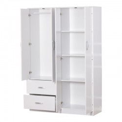 Zelia pakoworld four-leaf wardrobe with 2 drawers in white shade 120x42x180cm Zelia pakoworld four-leaf wardrobe with 2 drawers in white shade 120x42x180cm