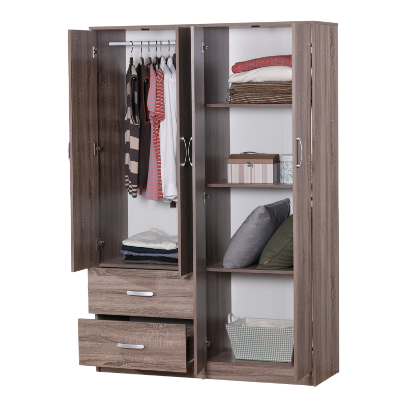 Zelia pakoworld four-leaf wardrobe with 2 drawers in sonoma-oak shade 120x42x180cm Zelia pakoworld four-leaf wardrobe with 2 drawers in sonoma-oak shade 120x42x180cm
