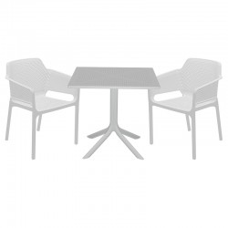Τραπεζαρία κήπου Groovy-Integral pakoworld σετ 3τεμ PP λευκό 80x80x74,5εκ.
