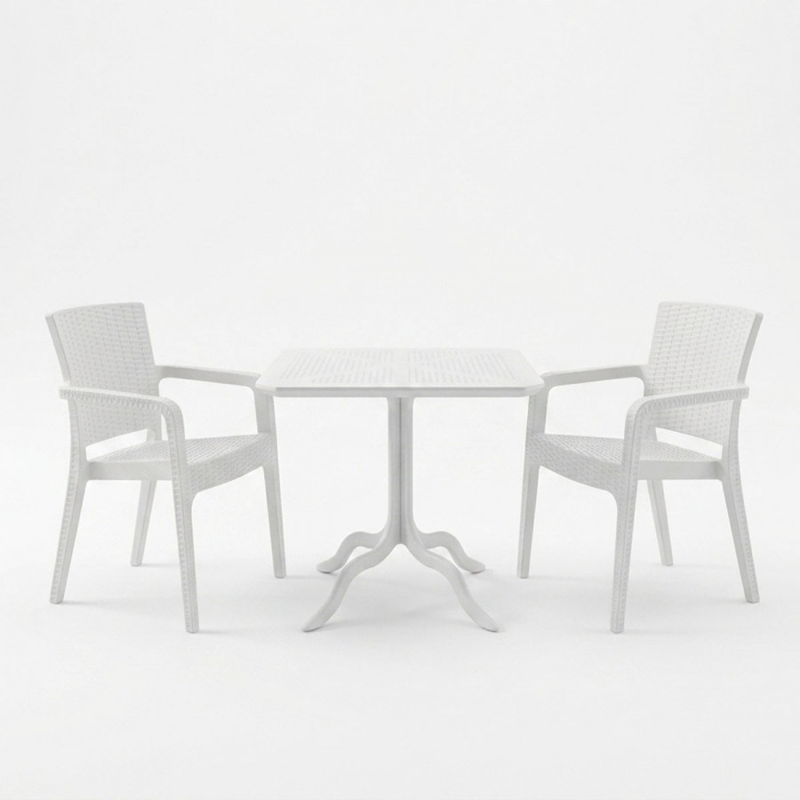 Dining table Icon-Halcyon pakoworld set of 3 pieces PP in white shade