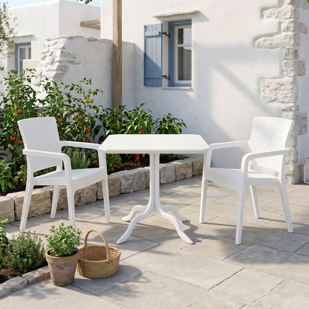 Dining table Icon-Halcyon pakoworld set of 3 pieces PP in white shade