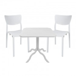 Dining set Groovy-Ignite pakoworld set 3pieces PP white 80x80x74,5cm Dining set Groovy-Ignite pakoworld set 3pieces PP white 80x80x74,5cm