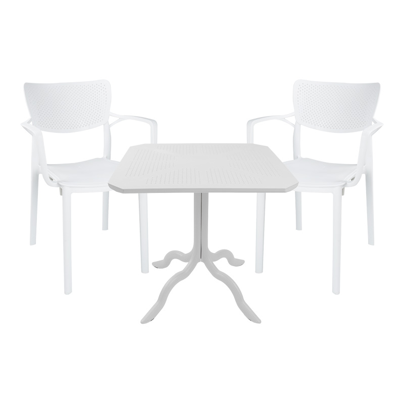 Dining set Groovy-Fontline pakoworld set 3pieces PP white 80x80x74,5cm Dining set Groovy-Fontline pakoworld set 3pieces PP white 80x80x74,5cm