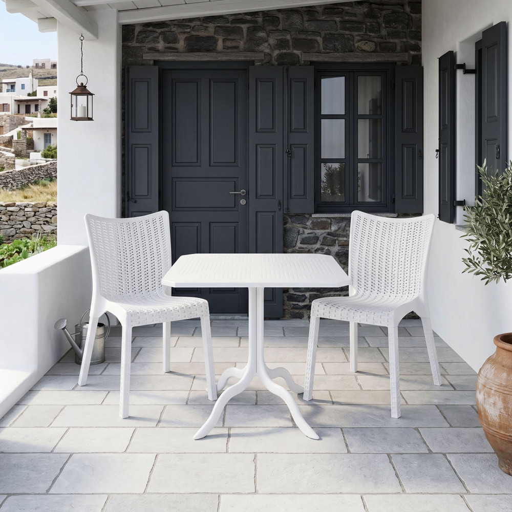 Icon-Confident pakoworld dining set 3pcs PP in white shade