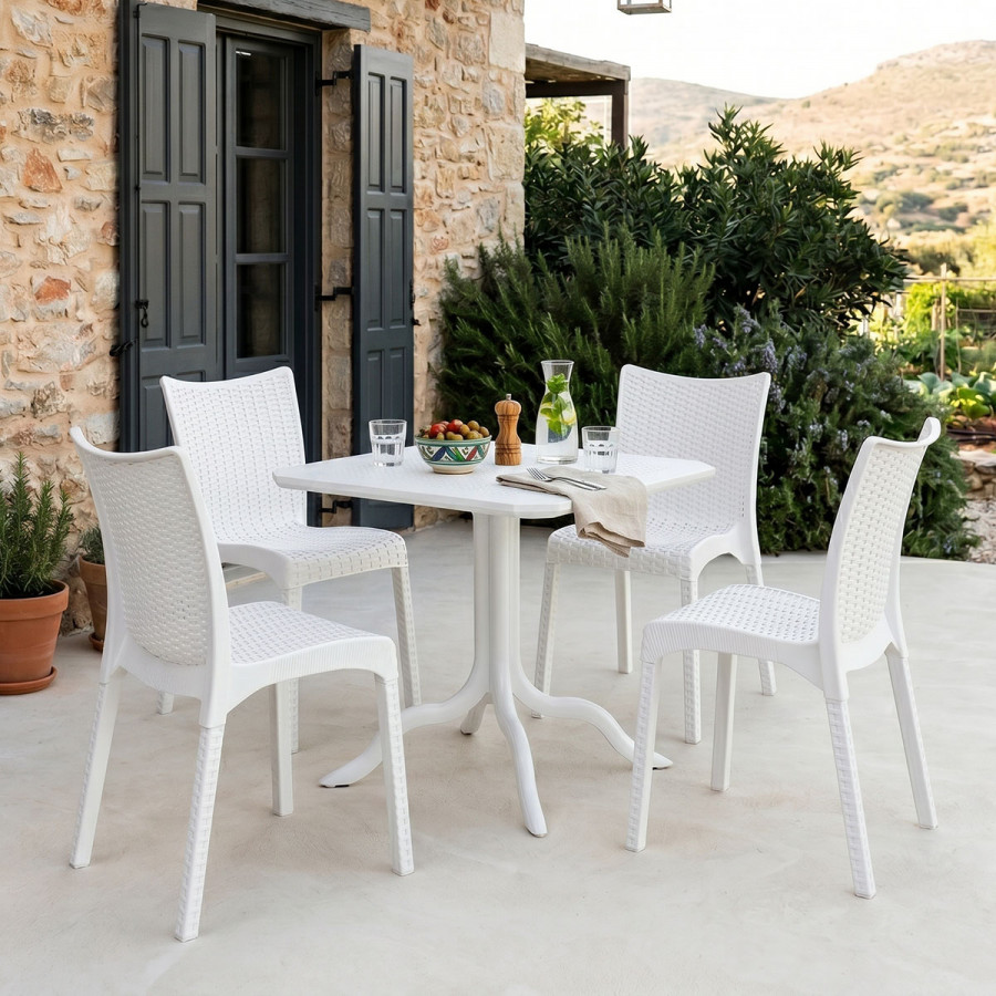 Icon-Confident pakoworld dining set 5pcs PP in white shade